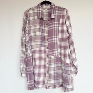Coldwater Creek “Into the Mix” Plaid Patchwork Tunic – Mauve Multi XL